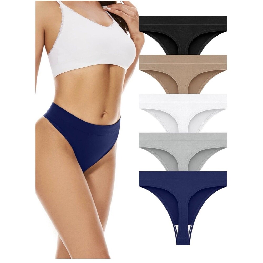 voenxe Seamless Women Underwear Thongs, Thong Soft Undies,5-Pack (small)